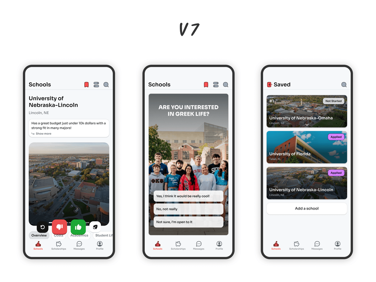 Current app home screen